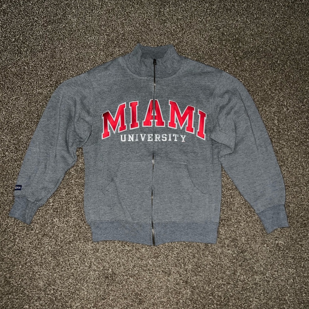 Miami Flordia University Jansport Vintage OG Grey Red White Zip Up Jacket